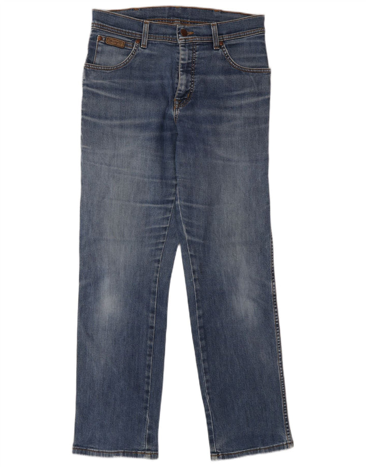 WRANGLER Mens Texas Stretch Straight Jeans W32 L30 Blue Cotton