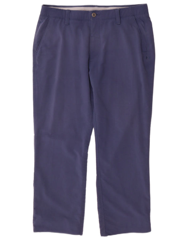Under Armour Mens Straight Chino Trousers W36 L30 Navy Blue Nylon
