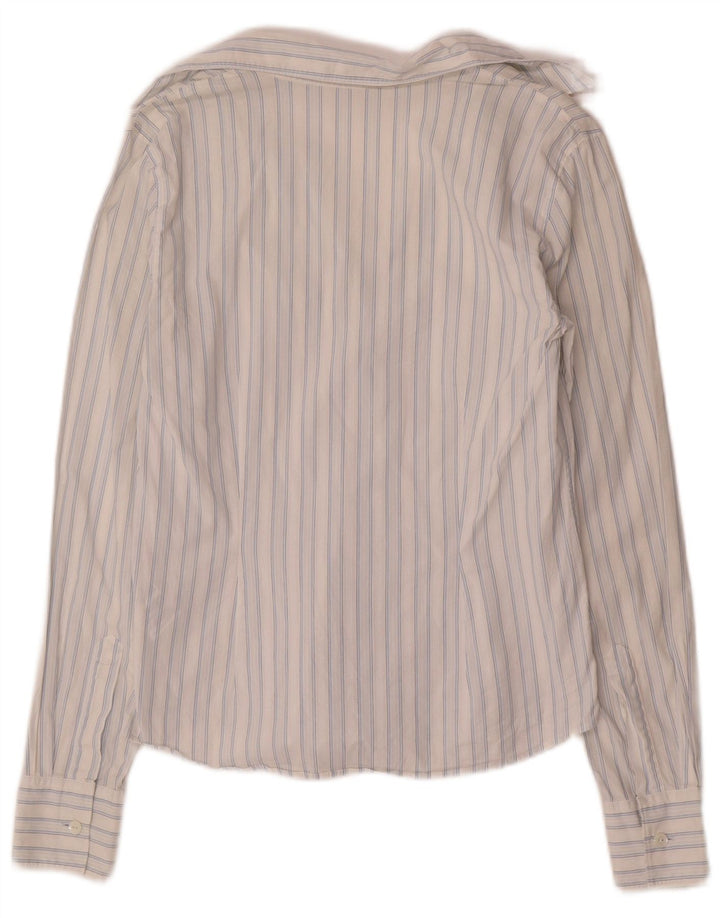Tommy Hilfiger Womens Shirt US 6 Medium White Striped Cotton