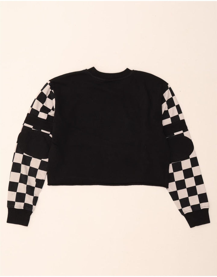 VANS Womens Oversized Crop Sweatshirt Jumper UK 10 Small Black Geometric