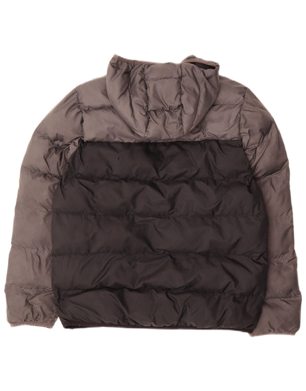 Adidas Boys Hooded Padded Jacket 13-14 Years Black Colourblock Polyester