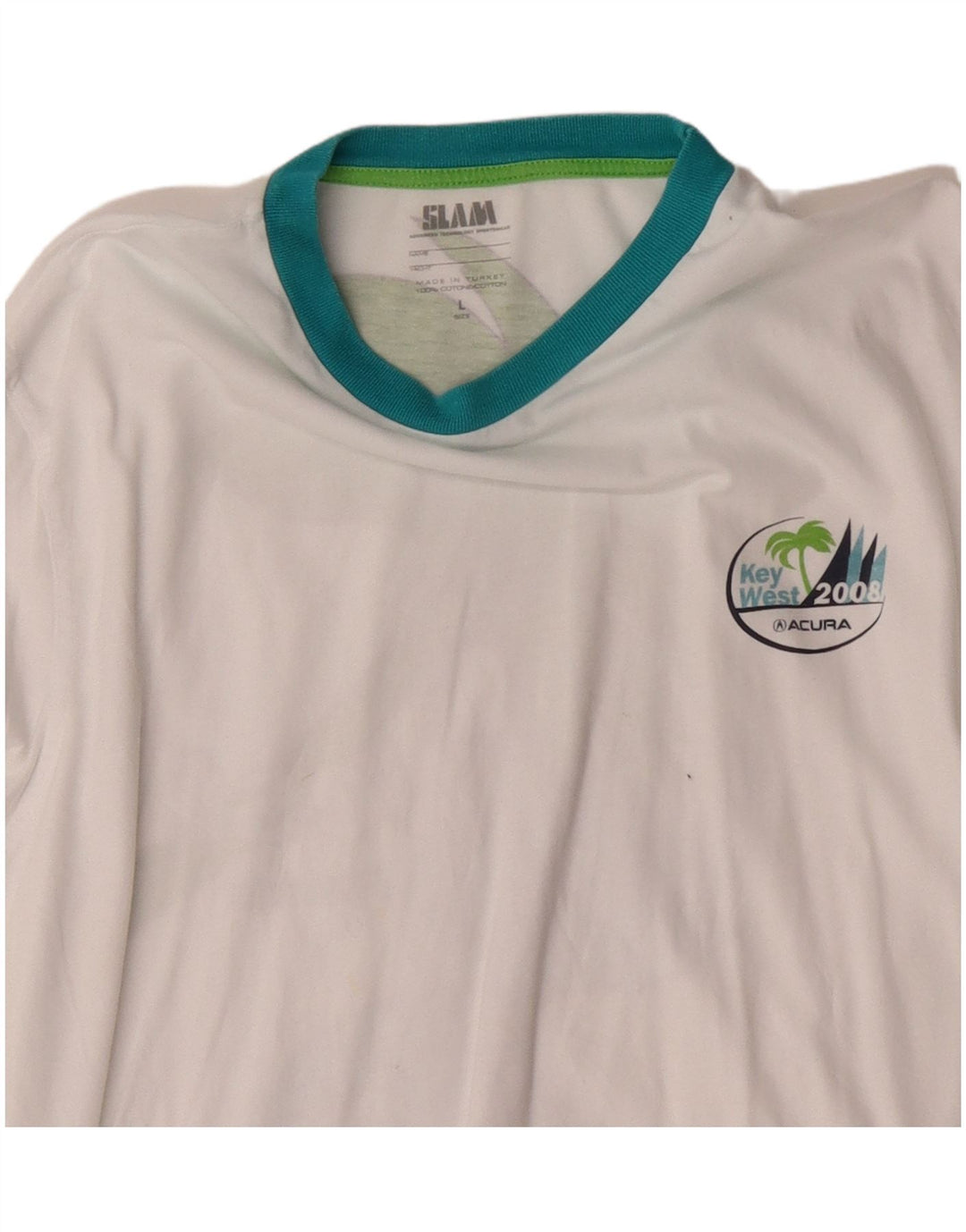 Slam Mens Florida Graphic Top Long Sleeve Large White Cotton