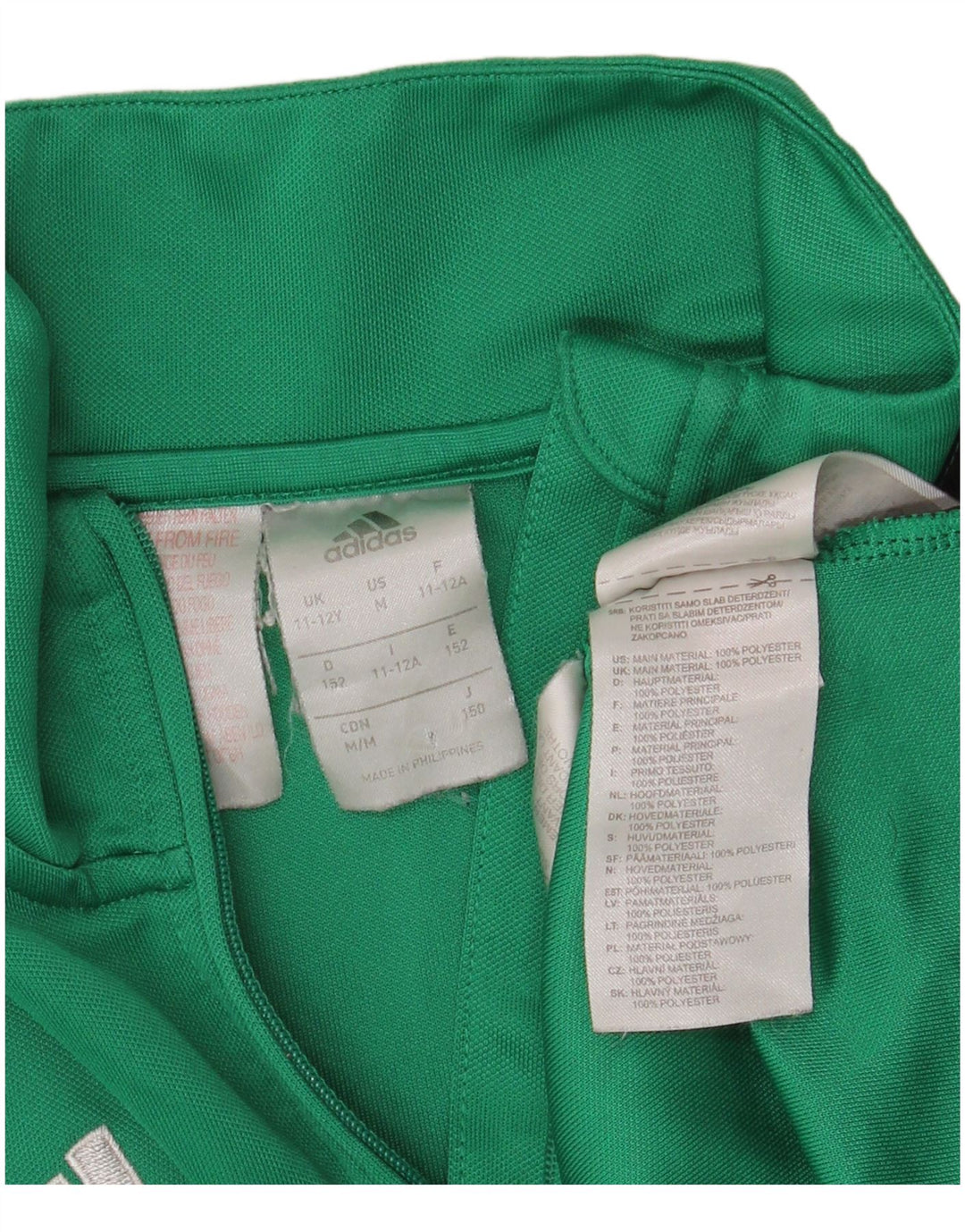 ADIDAS Boys Graphic Pullover Tracksuit Top 11-12 Years Green Colourblock