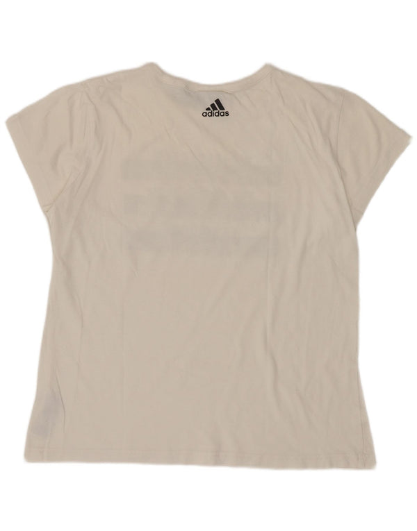 Adidas Womens Graphic T-Shirt Top UK 12/14 Medium White Cotton