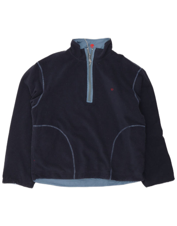 Fat Face Mens Zip Neck Reversible Fleece Jumper Medium Navy Blue Polyester
