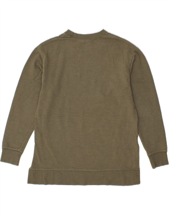 EDDIE BAUER Womens Oversized Sweatshirt Jumper UK 10  Small Khaki Cotton Vintage Eddie Bauer and Second-Hand Eddie Bauer from Messina Hembry 