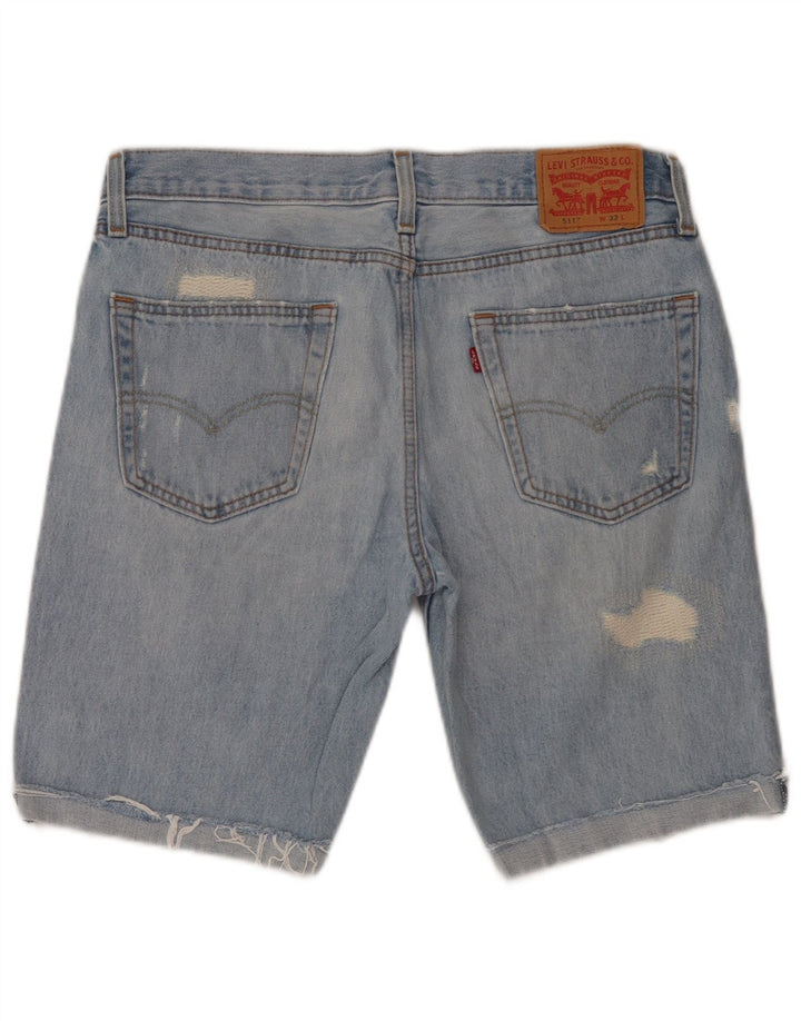 Levi's Mens 511 Slim Fit Distressed Denim Shorts W33 Medium Blue Cotton