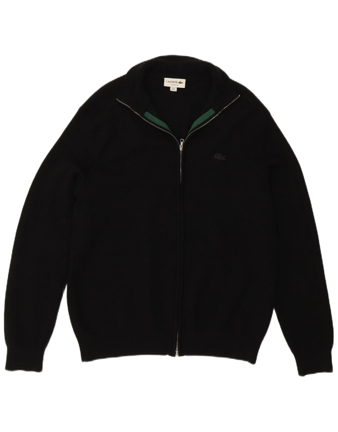 Lacoste Mens Cardigan Sweater Size 6 XL Black Wool