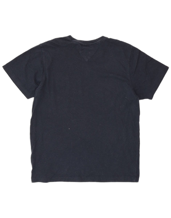TOMMY HILFIGER Womens Graphic T-Shirt Top UK 14 Medium Navy Blue Cotton