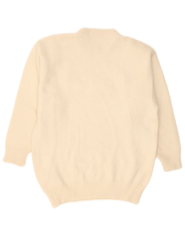 Vintage Womens Crew Neck Jumper Sweater UK 16 Large Off White Paisley Wool