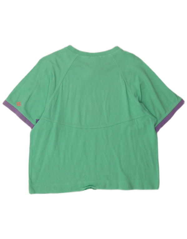 Lotto Womens Crop Graphic T-Shirt Top UK 14 Medium Green Cotton
