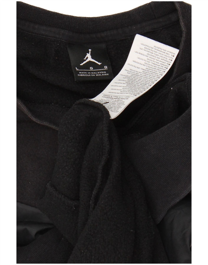 JORDAN Mens Graphic Sweatshirt Jumper Large Black Cotton