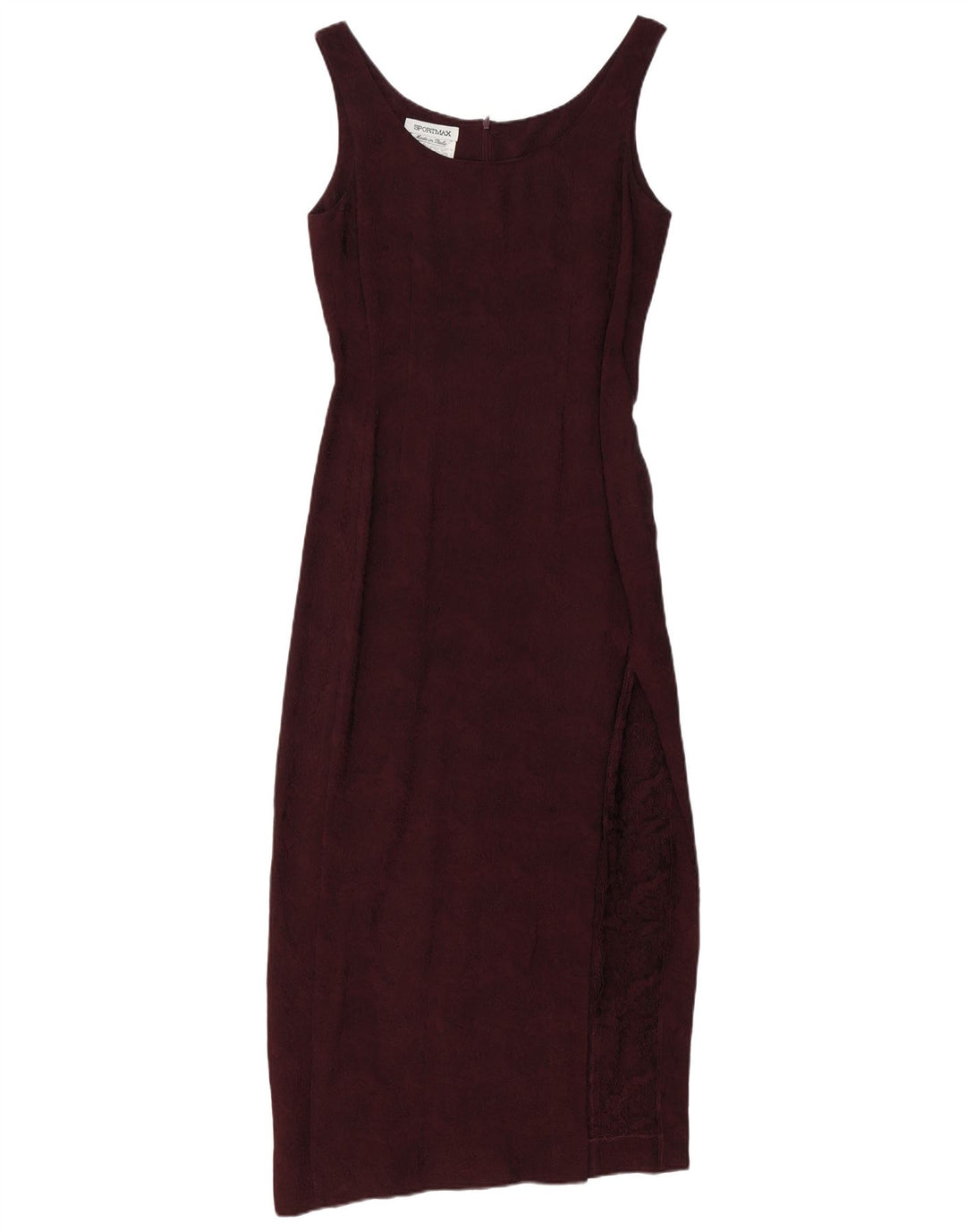 SPORTMAX Womens Sleeveless Bodycon Dress UK 10 Small Burgundy Floral