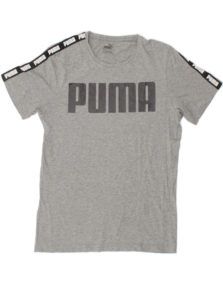 PUMA Mens Graphic T-Shirt Top Medium Grey Colourblock Cotton Vintage Puma and Second-Hand Puma from Messina Hembry 