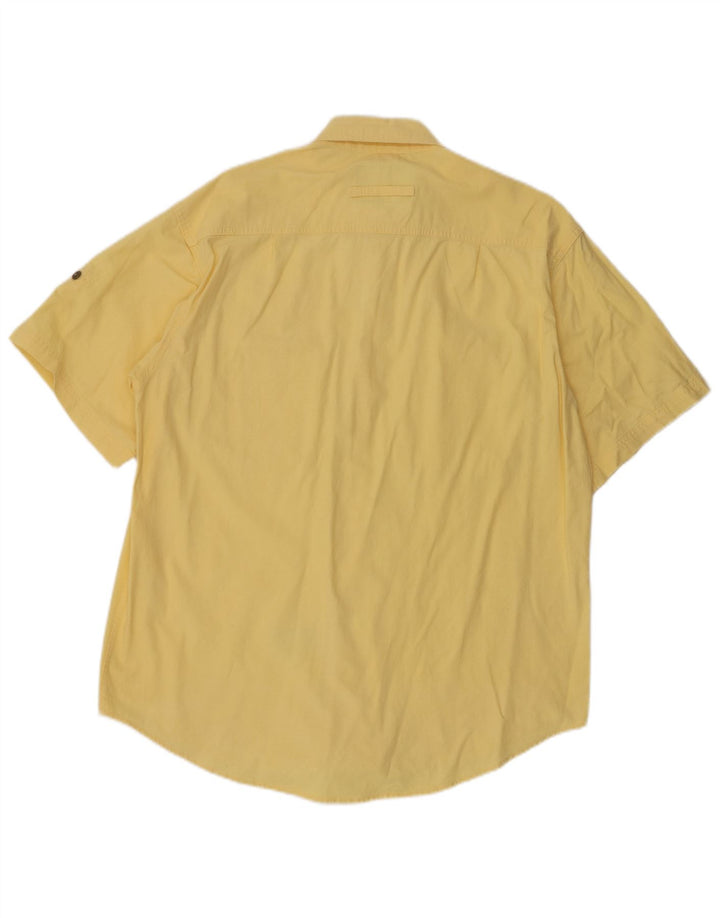 CAMEL ACTIVE Mens Short Sleeve Shirt Medium Yellow Cotton