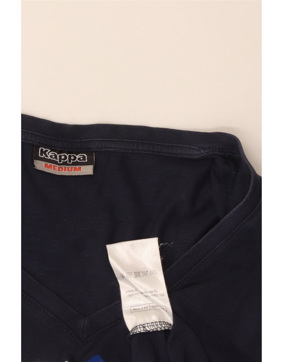 KAPPA Womens Graphic T-Shirt Top UK 12 Medium Navy Blue Cotton