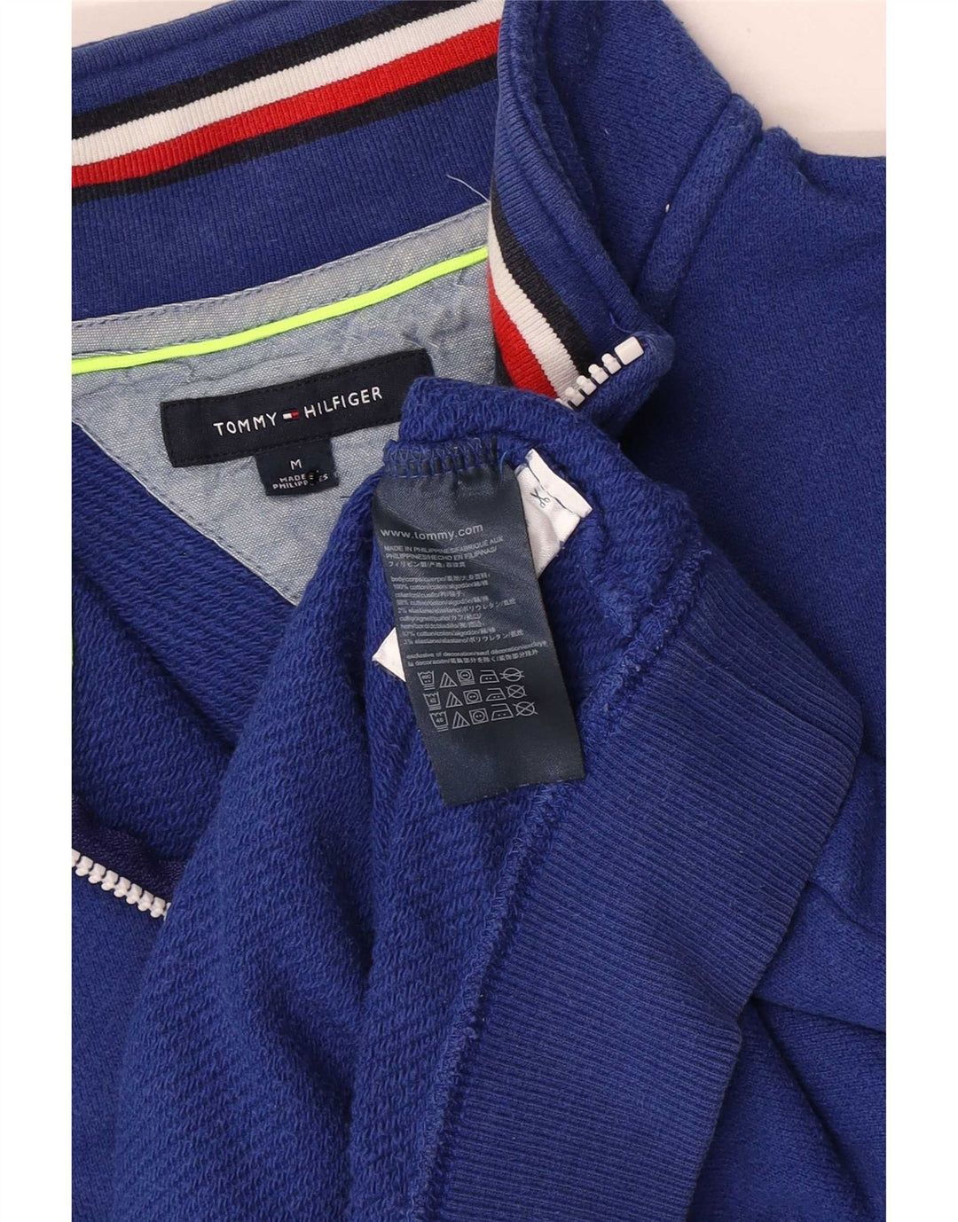 Tommy Hilfiger Mens Zip Neck Sweatshirt Jumper Medium Blue Cotton