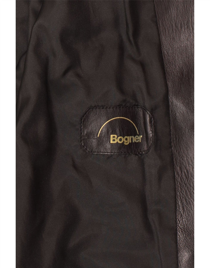 BOGNER Womens Crop Leather Jacket UK 14 Medium Black