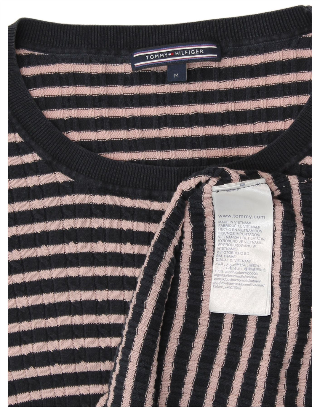 TOMMY HILFIGER Womens Top Long Sleeve UK 14 Medium Navy Blue Preppy