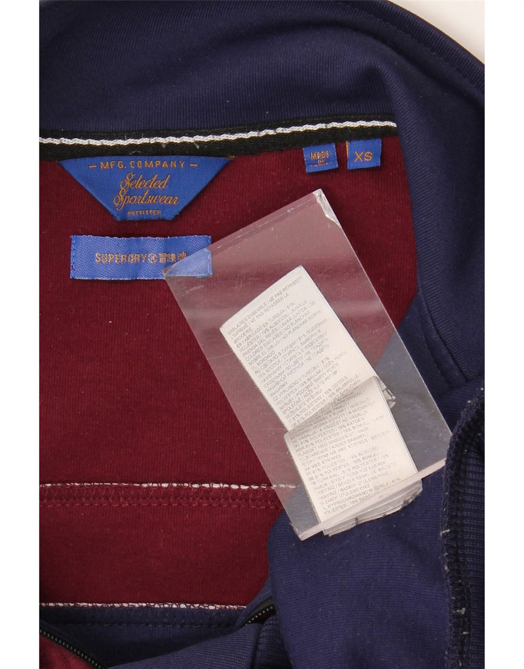 SUPERDRY Mens Tracksuit Top Jacket XS Navy Blue Colourblock Polyester