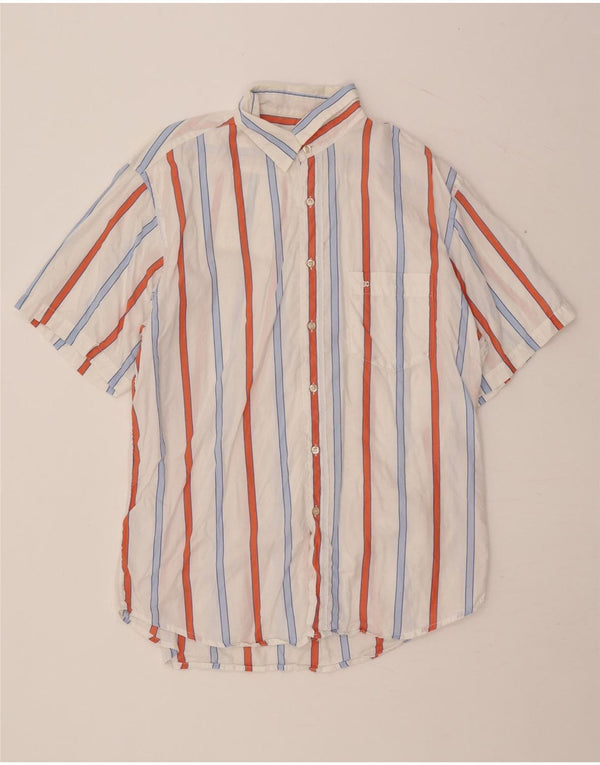 ENRICO COVERI Mens Short Sleeve Shirt Size 42 Large White Striped
