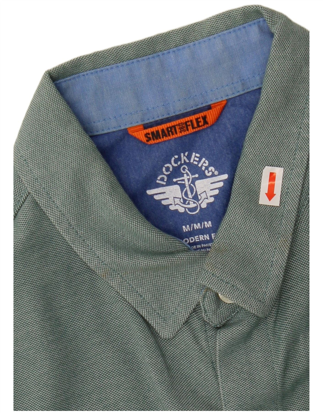 DOCKERS Mens Modern Fit Short Sleeve Shirt Medium Green Cotton