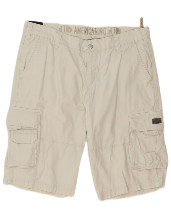 Americanino Mens Cargo Shorts IT 52 XL W34 Off White Cotton