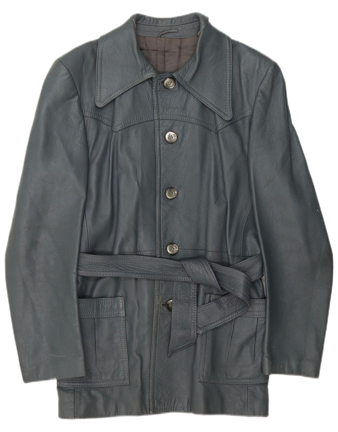 Vincent Womens Leather Jacket IT 52 2XL Blue Leather
