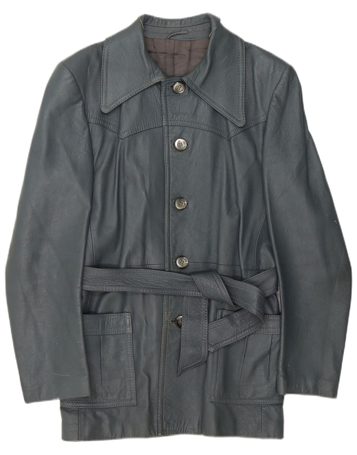Vincent Womens Leather Jacket IT 52 2XL Blue Leather