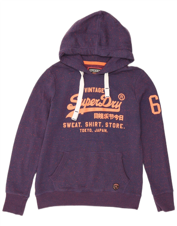 SUPERDRY Mens Graphic Hoodie Jumper Medium Purple Flecked Polyester