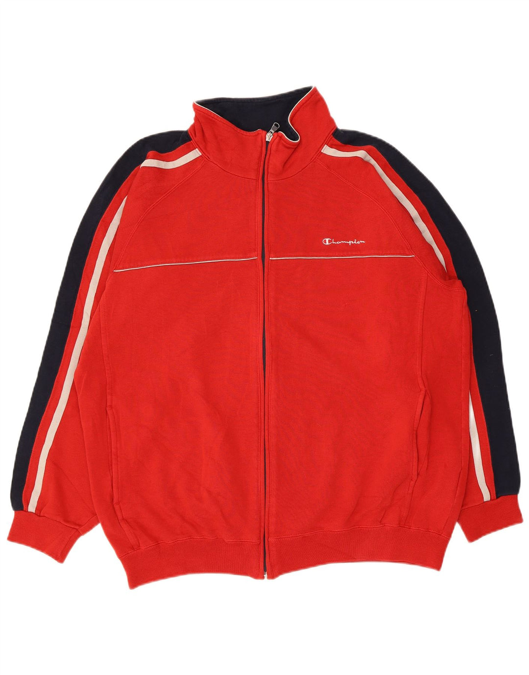 Champion Mens Tracksuit Top Jacket Large Red Colourblock Cotton