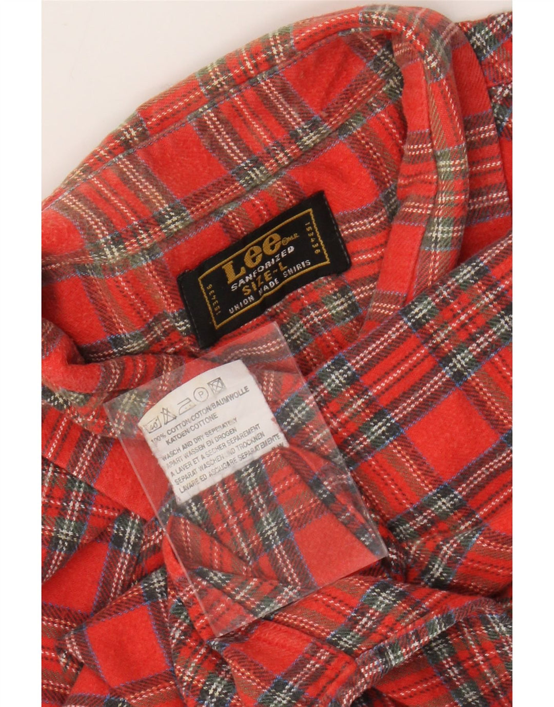 LEE Mens Flannel Shirt Large Red Check Cotton
