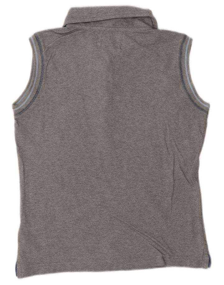 FILA Womens Crop Sleeveless Polo Shirt UK 10 Small Grey Cotton