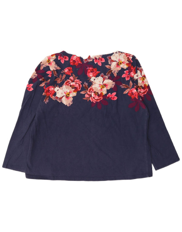 Joules Womens Top Long Sleeve UK 20 2XL Navy Blue Floral Cotton