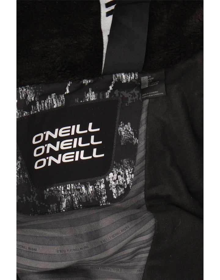 O'NEILL Womens Abstract Pattern Hooded Rain Jacket UK 14 Medium Black