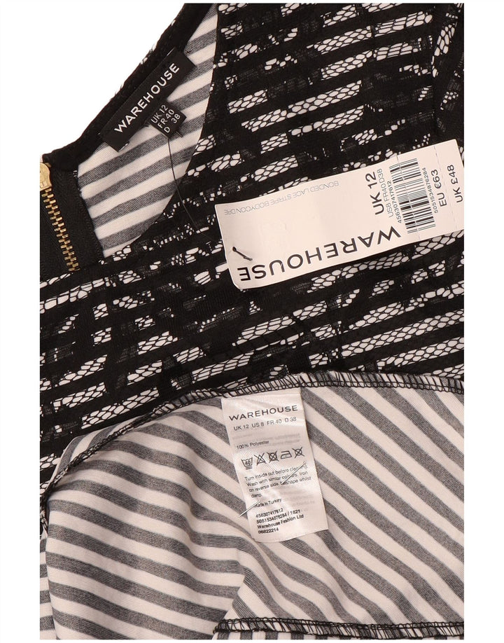 Warehouse Womens Bodycon Dress UK 12 Medium Black Floral Polyester
