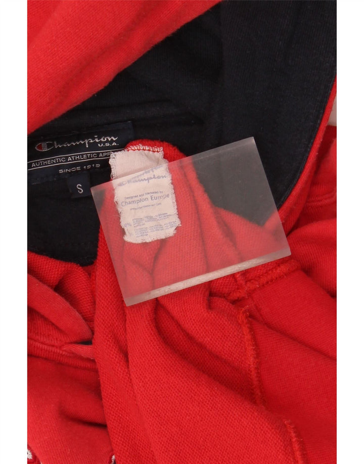 CHAMPION Mens Graphic Hoodie Jumper Small Red Cotton