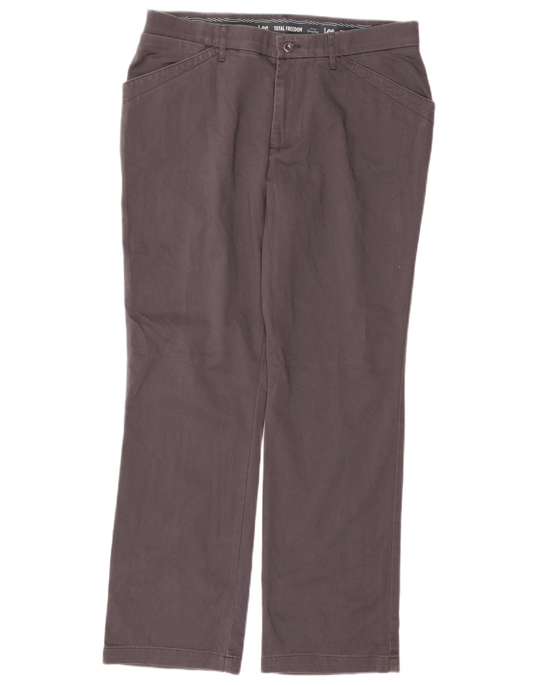 LEE Womens Total Freedom Straight Casual Trousers W34 L30 Grey Cotton
