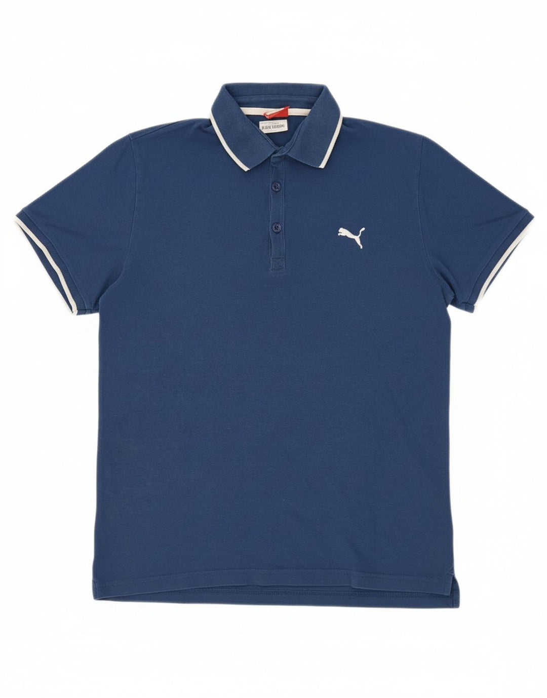 PUMA Mens Polo Shirt Medium Blue Cotton Vintage Puma and Second-Hand Puma from Messina Hembry 