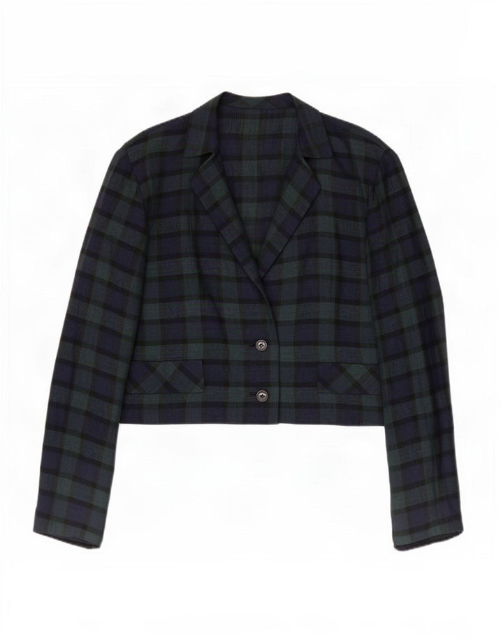 Vintage Womens 2 Button Blazer Jacket UK 14 Medium Green Check