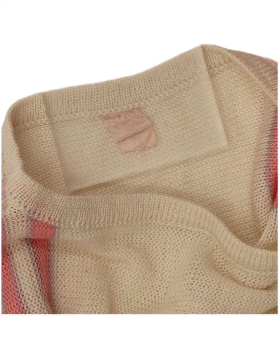 VINTAGE Womens Boat Neck Jumper Sweater UK 14 Medium Pink Colourblock