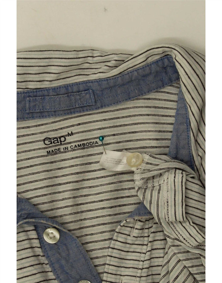 Gap Mens Polo Shirt Medium White Pinstripe Cotton