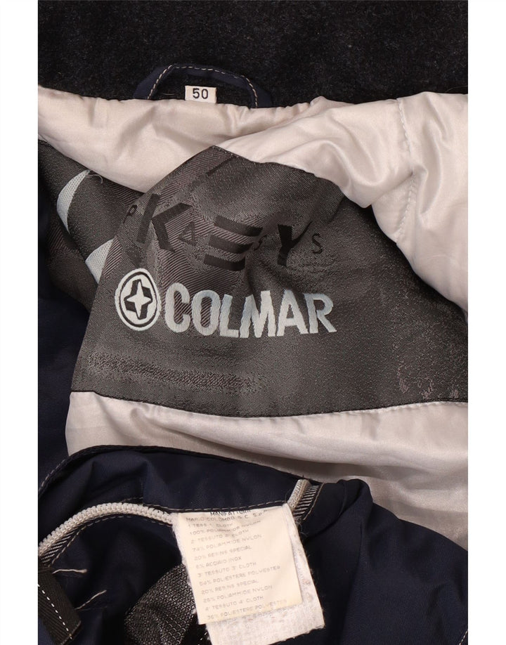 Colmar Mens Hooded Ski Jacket IT 50 Medium Navy Blue Colourblock Polyamide