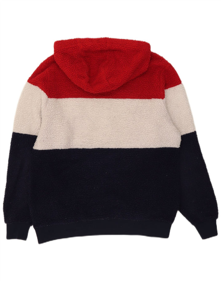 FILA Mens Graphic Hooded Fleece Jumper Medium Multicoloured Colourblock