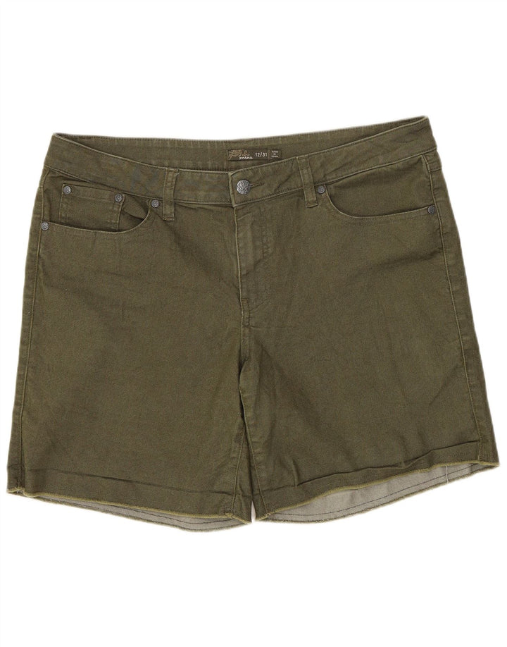 PRANA Womens Denim Shorts US 12 Large L34  Khaki Cotton