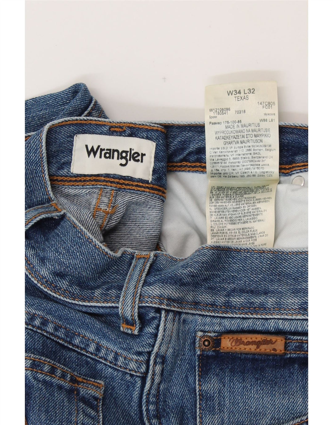 WRANGLER Mens Texas Straight Jeans W34 L32  Blue Cotton