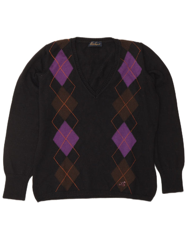 LUISA SPAGNOLI Womens V-Neck Jumper Sweater UK 14 Large Black