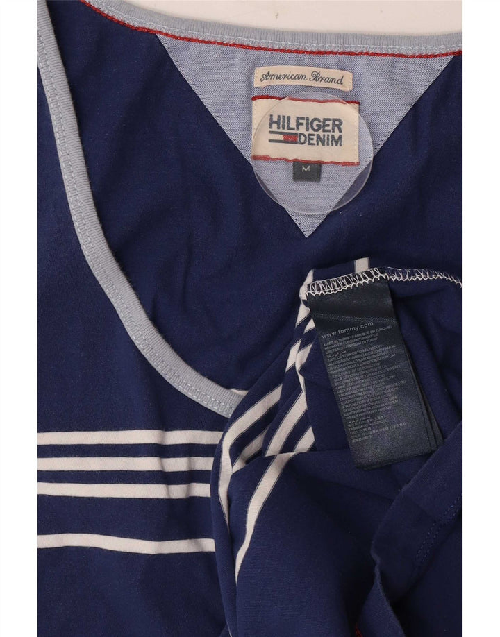 Tommy Hilfiger Mens Vest Top Medium Navy Blue Striped Cotton