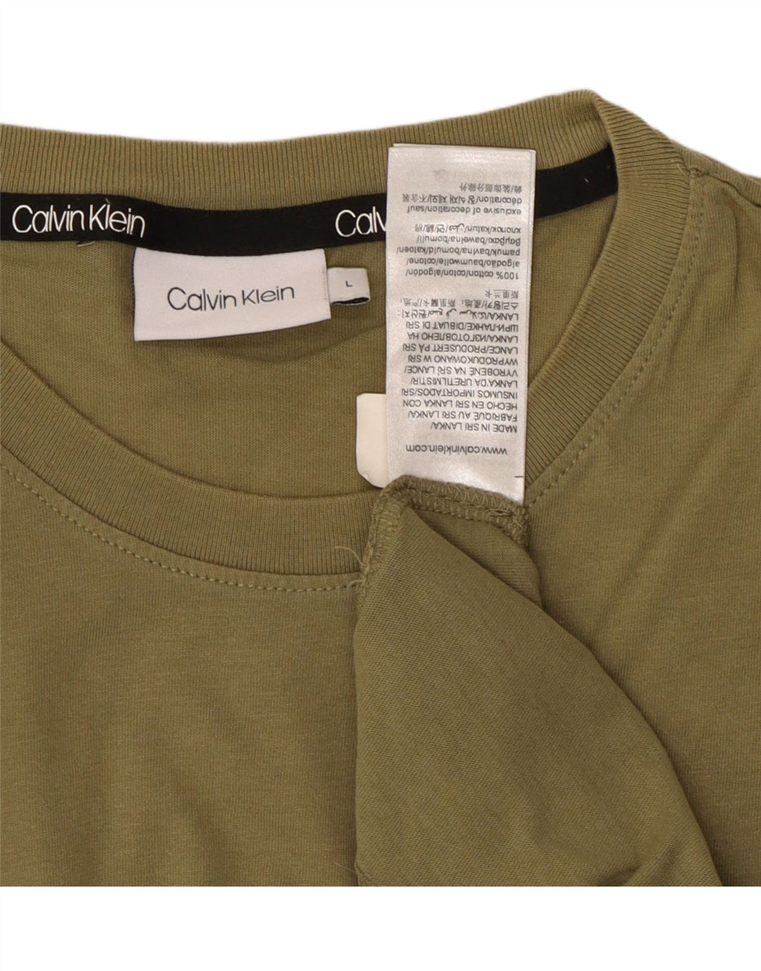 CALVIN KLEIN Mens T-Shirt Top Large Green Cotton