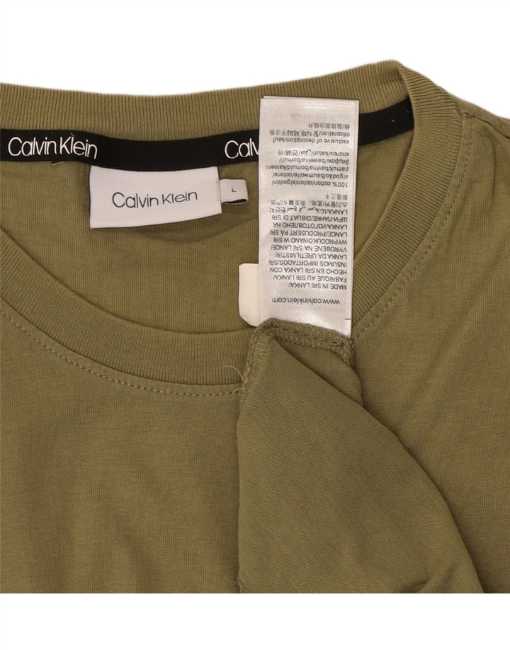 CALVIN KLEIN Mens T-Shirt Top Large Green Cotton
